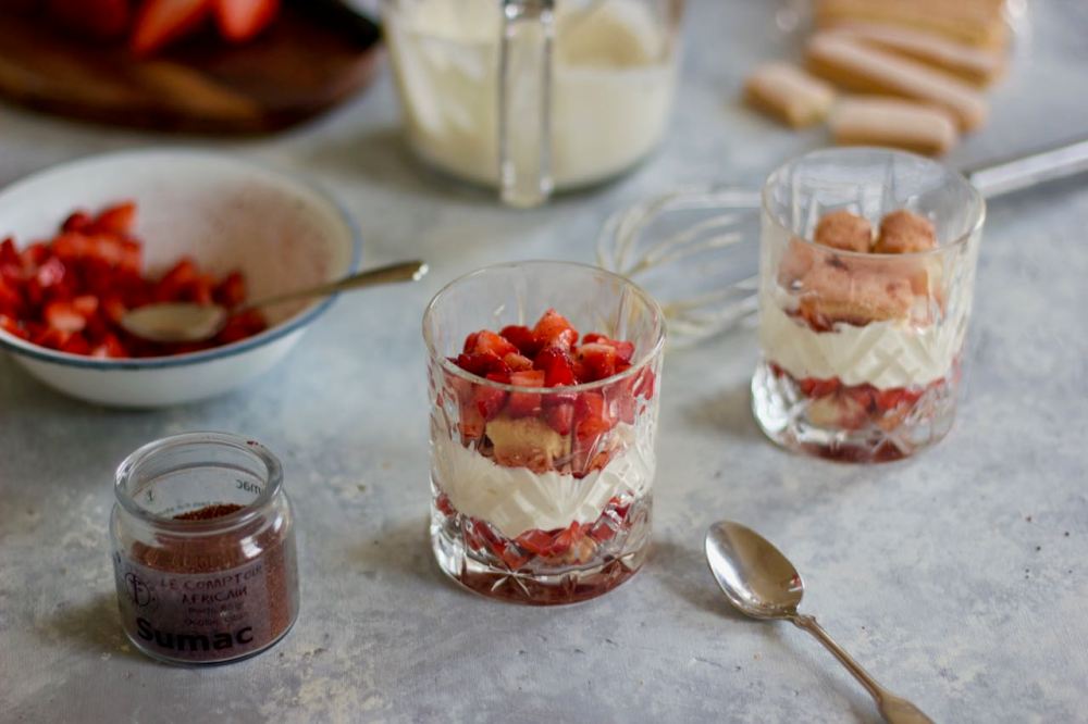 Strawberry Tiramisu preparation